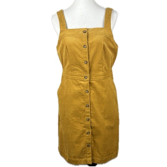 J.Crew Factory Corduroy Overall Jumper Dress Sz 6  Button-Front Academia - Picture 1 of 14